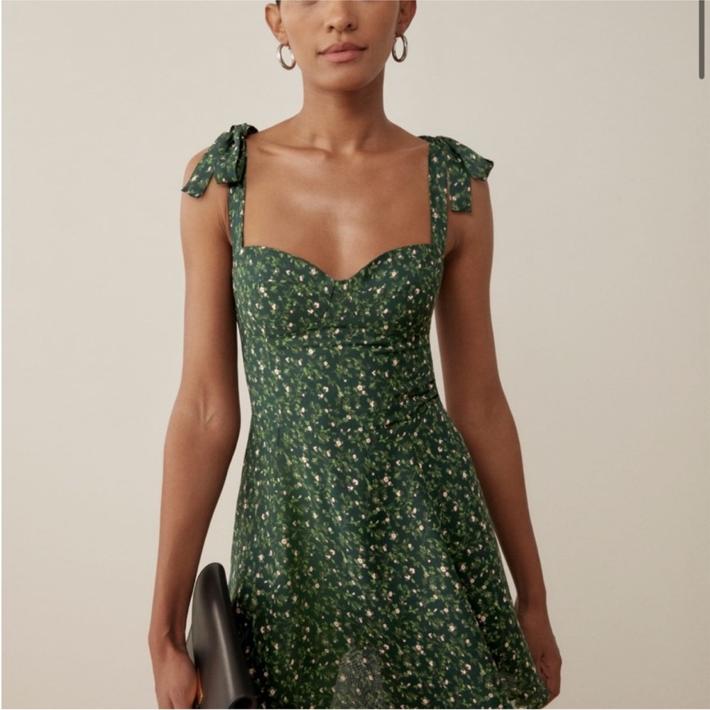Reformation Floral Green Dress